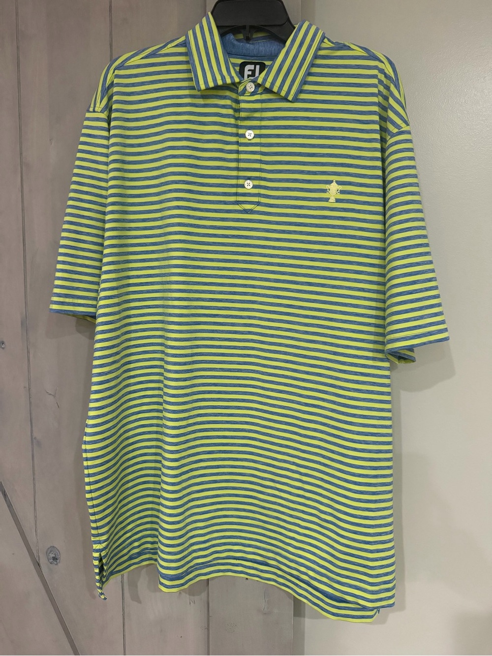 FootJoy Lime Green and Navy Striped Polo